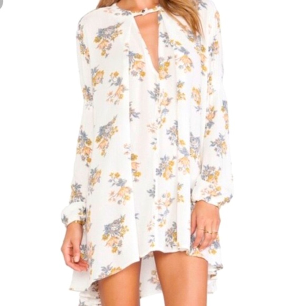 Cream Free People Floral Tunic